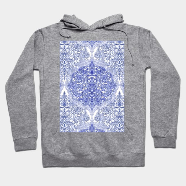 Happy Place Doodle in Cornflower Blue, White & Grey Hoodie by micklyn